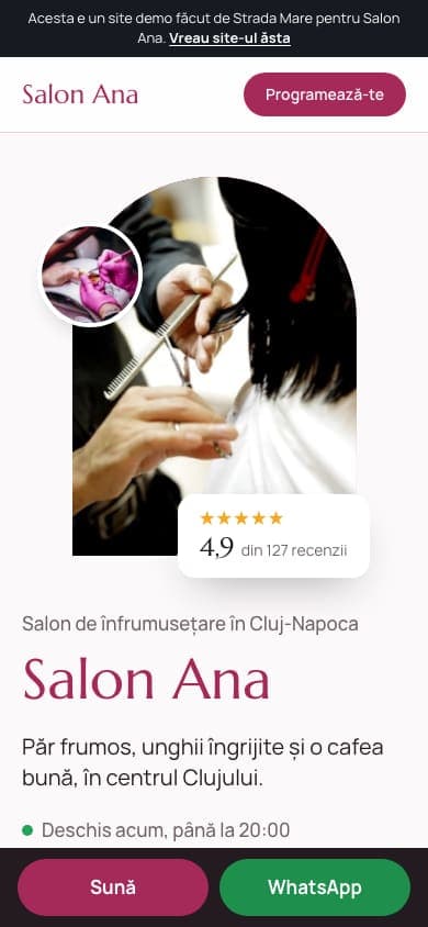 Același site, pe telefon