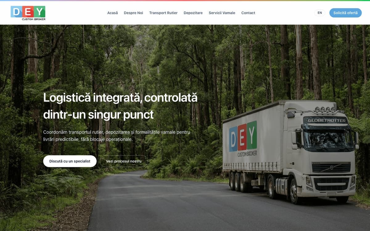 Prima pagină a site-ului DEY Broker