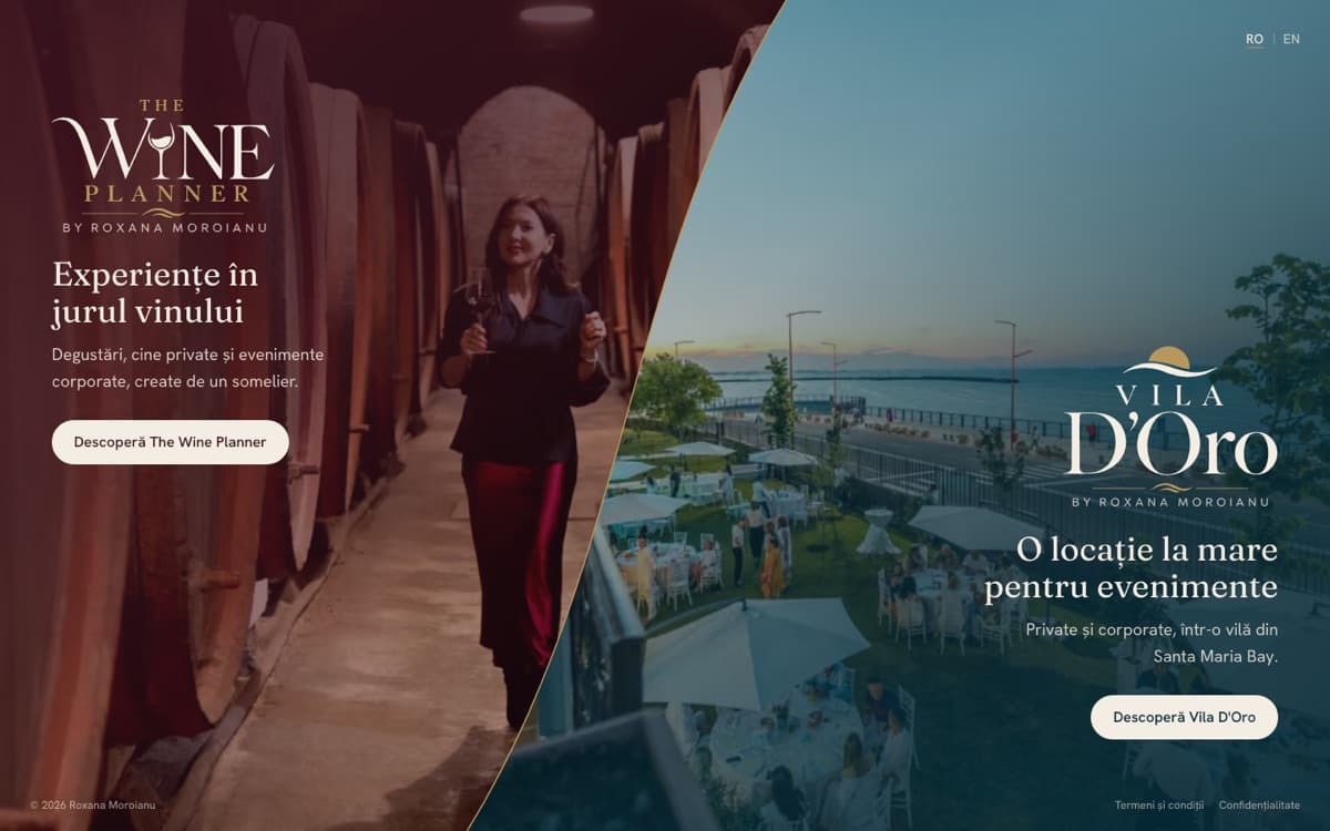 Prima pagină a site-ului Roxana Moroianu