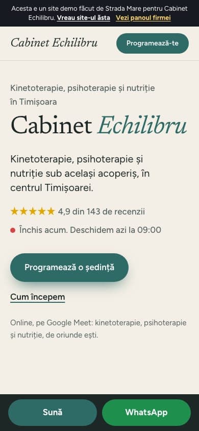 Același site, pe telefon