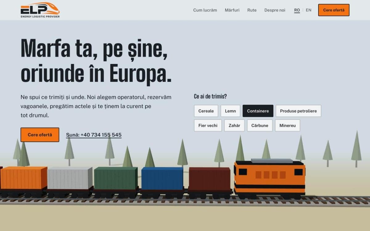 Home page of the Energy Logistic Provider website